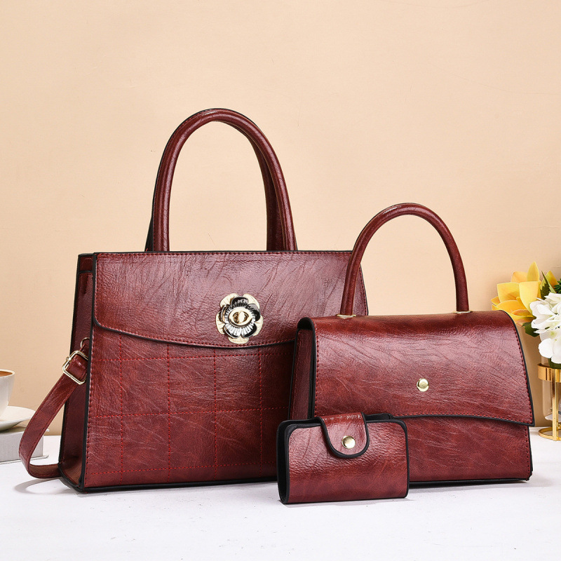 Bolso de tres piezas con textura, bolso de tres piezas, bolso de mensajero de un solo hombro para mujer nuevo 2025, bags transfronterizos