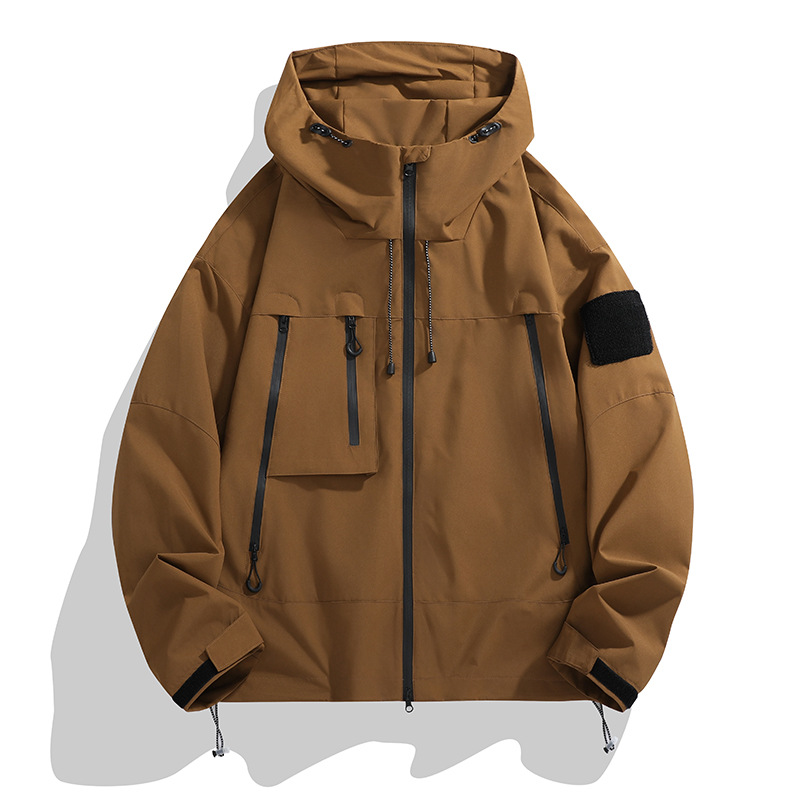 Outdoor men's windproof waterproof mountain style assault suit, workwear, hooded jacket, couple fishing and_voghion.com