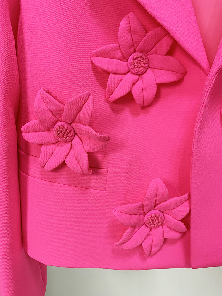 Women's Suit Jacket With 3d Flower Decoration Fluorescent Blazer_voghion.com