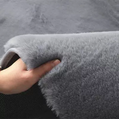 Imitation Rabbit Fur Super Soft Round – Car Carpet - long-rabbit-hair-thickened-medium-gray-diameter-80cm-round