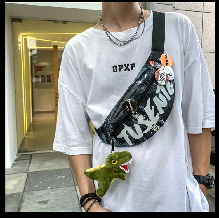 Shoulder Messenger Bag Mens Trendy Brand Chest Bag Student Japanese Style Canvas Minimalism Casual Pouch Ins Super Hot Waist Bag Mens Bagpicture15