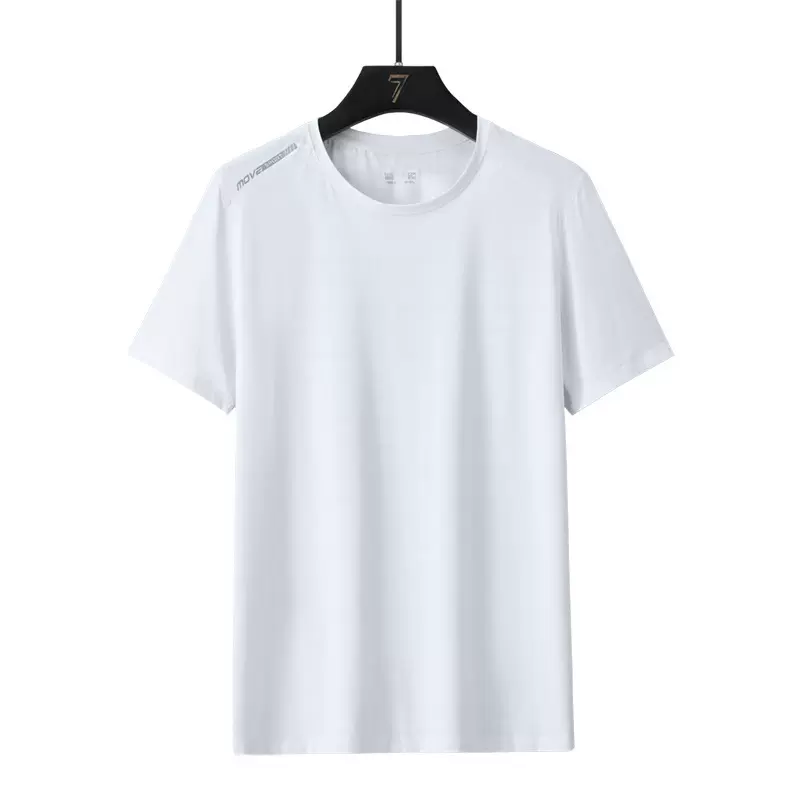 夏季男士大码宽松圆领冰丝锦纶短袖户外运动服休闲弹力透气T恤衫