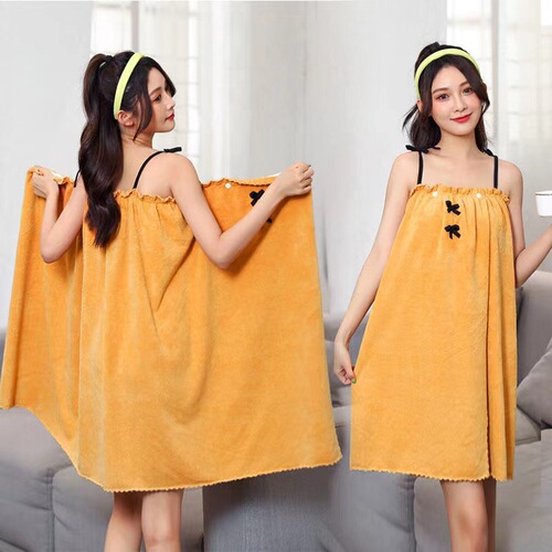Bath skirt Korean princess style wearable absorbent bath towel suspender nightgown women can wrap adult students simple bath skirt