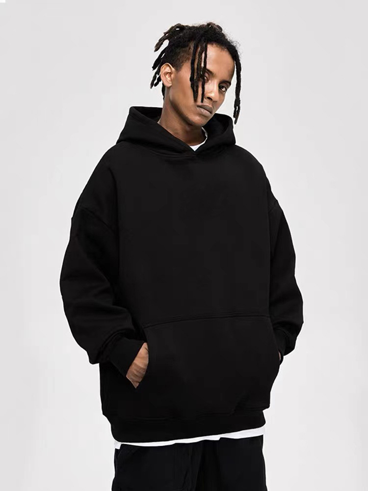 Cross-border pesado chaqueta con capuz para hombre Europa y los Estados Unidos otoño y invierno 2025 hombro caído chaqueta de moda americana de color sólido