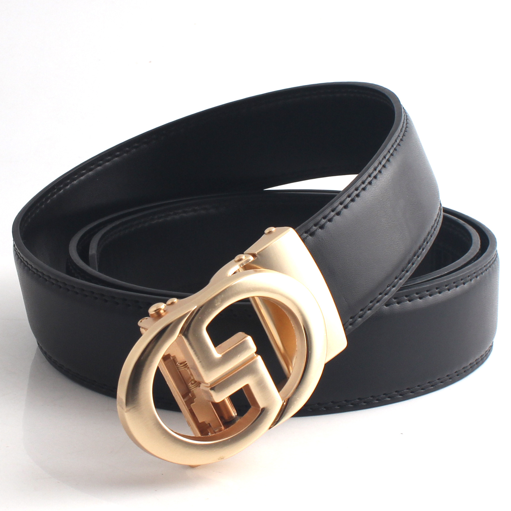 Men's Automatic Belt With Letter Buckle, Cowhide Leather Belt_voghion.com