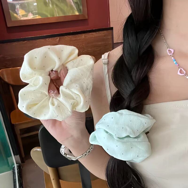 韩系复古蓝色碎花大肠发圈女高级感2025新款超大号扎头发头绳发饰|undefined