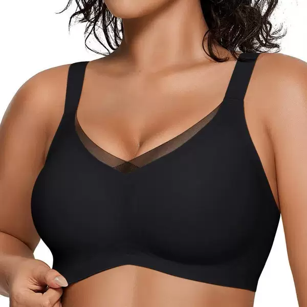 European and American Cross-Border Mesh Lingerie for Women, Seamless Side Breast Support, Plus-Size Jelly Strip Bra, Amazon Everyday Bra
