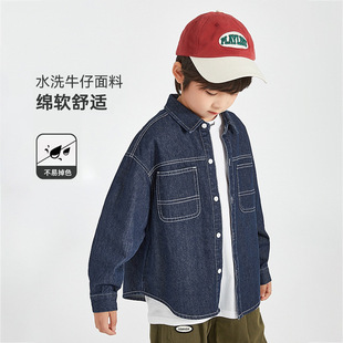 Children's Clothing Boys' Denim Shirts Kidsren's 2025 Autum Outwears Boys' Big Kidsren's Style Long-Sleeved Korean Shirts Autum Clothing