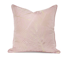 靠墊套簡約現代新中式粉色葉子酒店民宿客廳卧室沙發抱枕一件代發