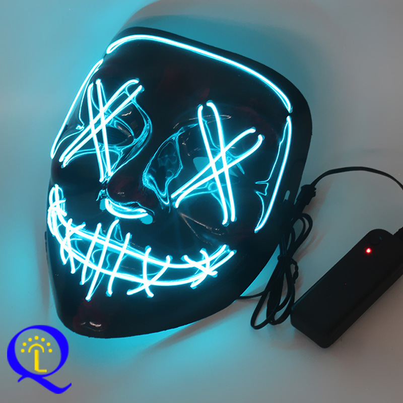 Amazon doméstico EL máscara de luz fría máscara LED Halloween carnaval baile V-band sangre fantasma terror