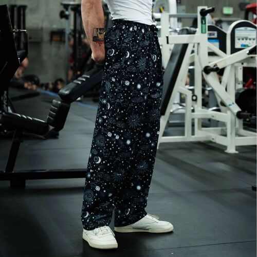American retro thin trousers for men in summer breathable quick-drying loose sports pants fitness casual digital printed pants
