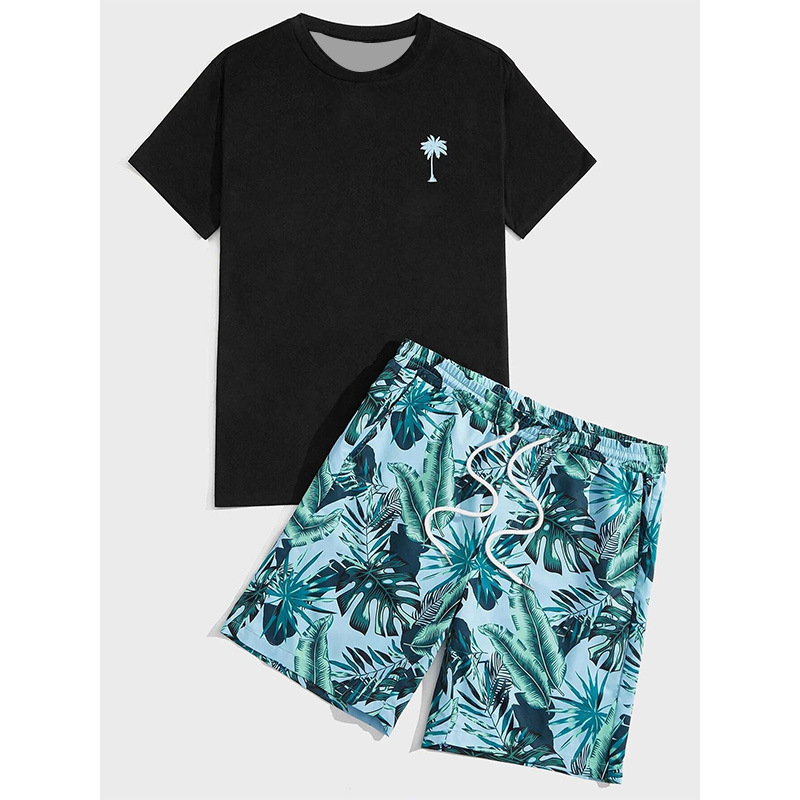 Men's Summer round Neck Short Sleeve Beach Pants Set 3D Print Hawaiian Style Trendy Two Piece Casual Clothing_viptrois.com