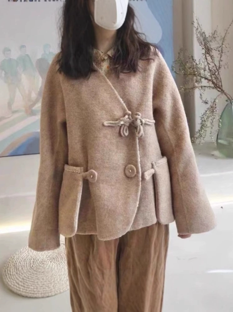 Woolen long-sleeve, extra-long long suit, colored jacket, increased thickness, loose fit