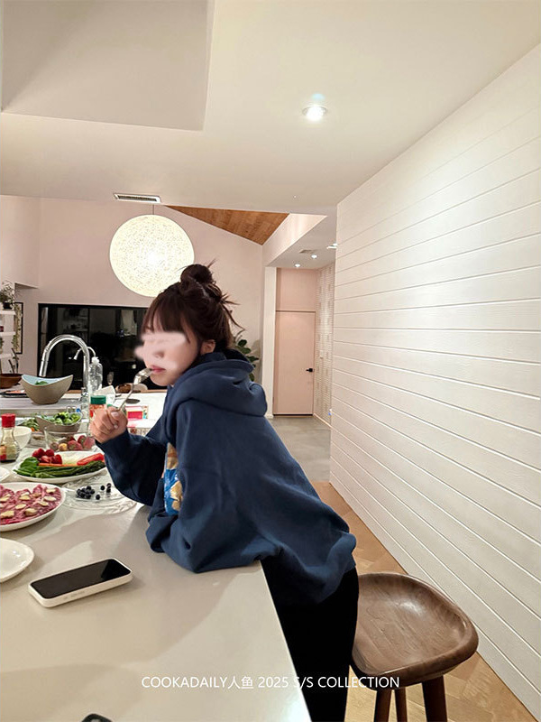 COOKADAILY人鱼 美式毛圈卫衣外套毛边卫裤自带胸垫抹胸三件套|undefined