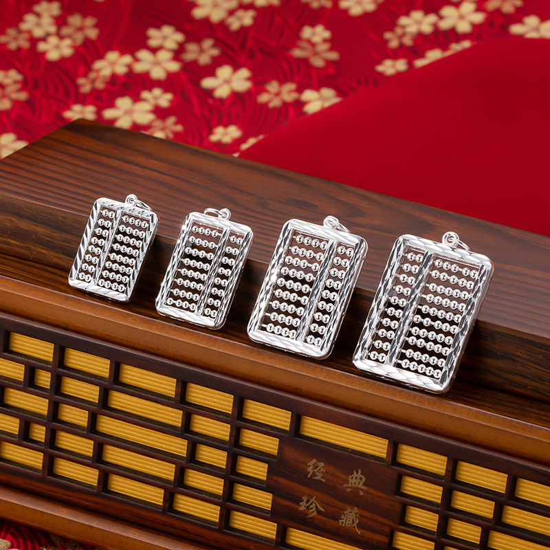 실버 999 ABACUS 펜던트 라이브 비즈 잘게 계산 된  펜던트 남녀 스웨터 목걸이 베이비 쥬얼리 DIY