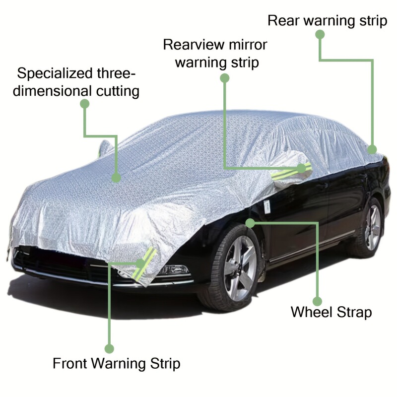 Car Snow Shield Sunshade Half Cover Car Convenient Half Car Clothing Aluminum Film Sunscreen Heat Insulation Cover Cool Cover Car Clothing