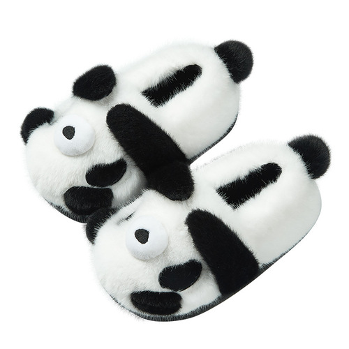 幸福玛丽儿童棉拖鞋女孩小熊猫冬季男童可爱室内包跟家居宝宝拖鞋