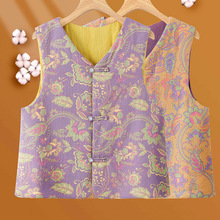 中老年女装冬装棉马甲国风中式无袖背心外穿妈妈装加棉保暖坎肩女