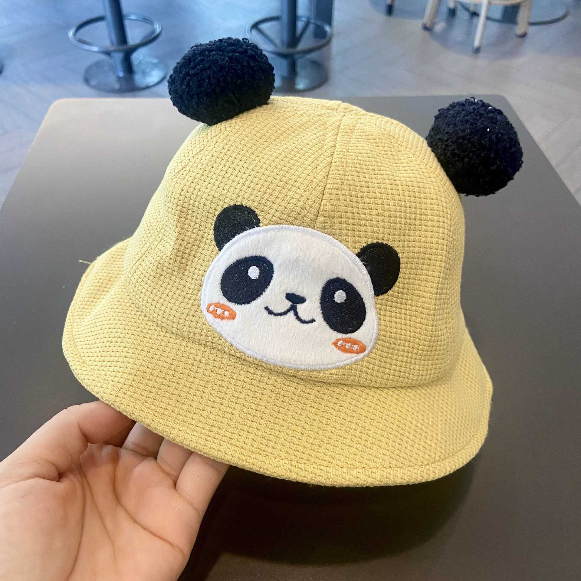 Sombreros para bebés primavera y otoño lindos super lindos niños panda sombrero para bebés coreanos sombrero de pescador de sombrero para niños de otoño