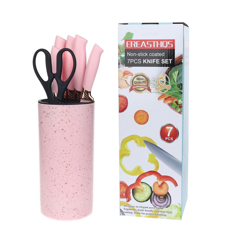 Barril de manchas set de siete piezas esmerilado mango de acero inoxidable utensilios de cocina utensilios de cocina cortadores de frutas tijeras