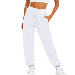 in stock fleece-lined 2023 Women's High Waist Loose Sports Pants Comfortable High Waist Jogging Pants Casual Sweatshirt with Pocket