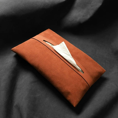 Central Control Business Armrest Box: Car tissue box/set - brown-vintage