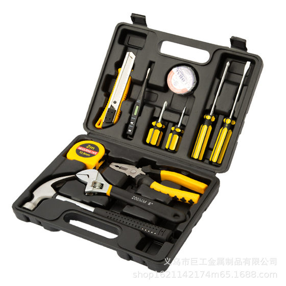 Factory wholesale household gift box manual hardware toolbox car tool wrench hammer vise JG-812