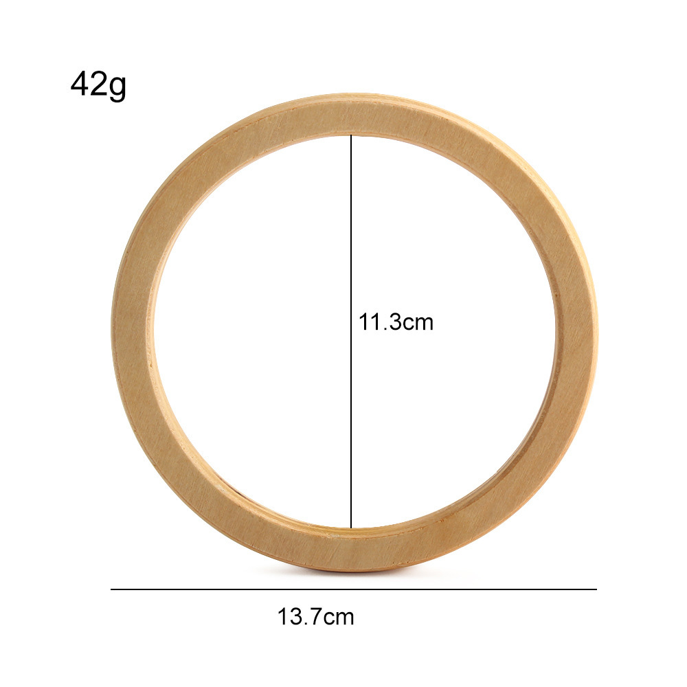 Fábrica de suministro directo de bolsas de gancho redondas de madera 14CM mangas de anillo de madera 11CM accesorios de bolsas