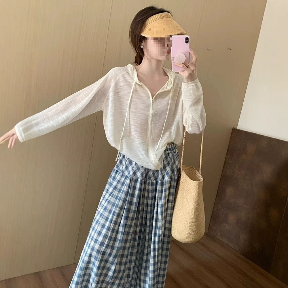 韩系黄色连帽冰丝防晒衣女2026夏季新款宽松拉链开衫长袖外套上衣