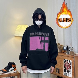 American Style Heavy Autumn and Winter Printed Crewneck Sweatshirt Men's Hip-Hop Japanese vintage Couple Hooded Jacket Ins Trendy