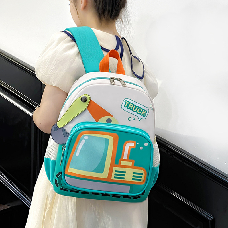 Excavadora de dibujos animados bolsas escolares de jardín de infantes para niños de 3 años y 5 años de edad preescolar mochila permeable mochila para niños