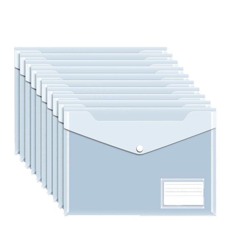 Bolsa de botón A4 bolsa de archivo transparente de plástico tipo botón etiqueta impermeable engrosado papelería bolsa de archivos al por mayor