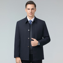 品牌高档爸爸冬装外套男士加厚保暖中老年可拆卸内胆简约大码夹克