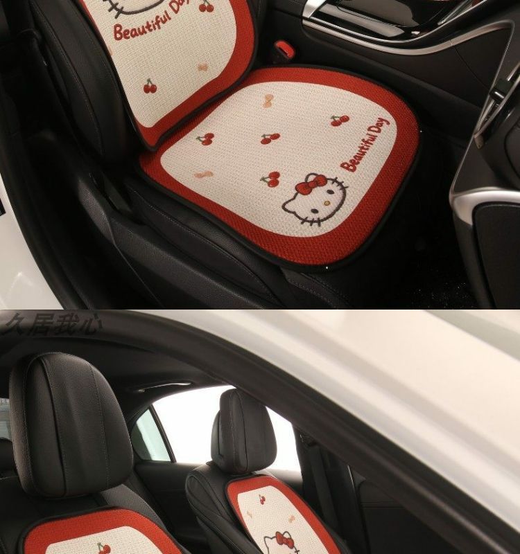 Car Seat Cushion, Universal for All Seasons, Breathable Kt Cat Seat Cushion, New Half-Cover Seat Cover, Cute Cartoon Single-Piece Seat Cover