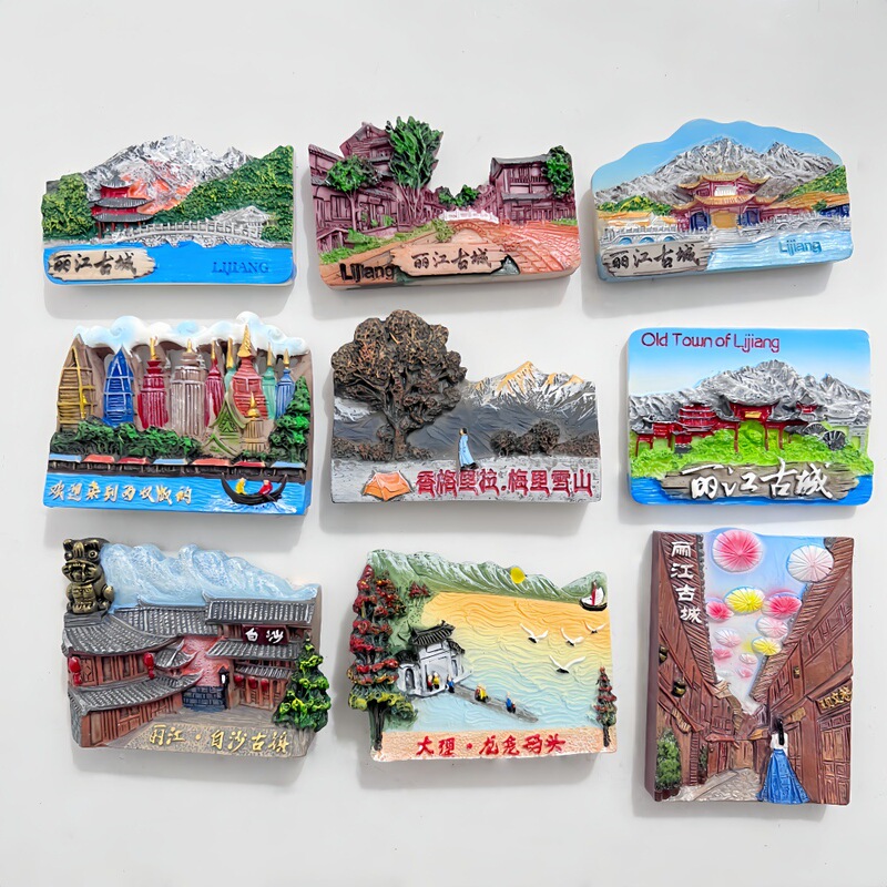 Yunnan Lijiang Dali Ancient City Tourist Souvenir Attractions Creative Refrigerator Stickers Factory Wholesale Handmade Stereo
