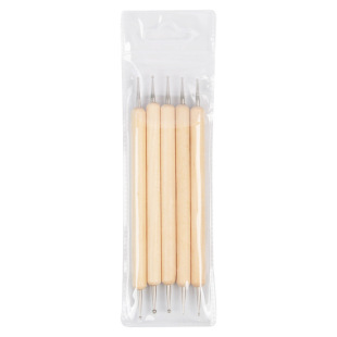 Wholesale wooden rod 5-piece indentation pen point flower needle point drill pen roll paper nail art tools pottery tools pressure line pen