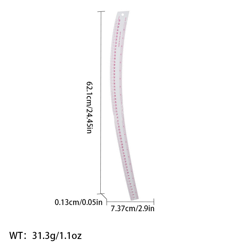 Regla de curva directa de fábrica Botón regla de arco regla de ropa regla de corte traje de regla de jaula de manga regla de tamaño colección