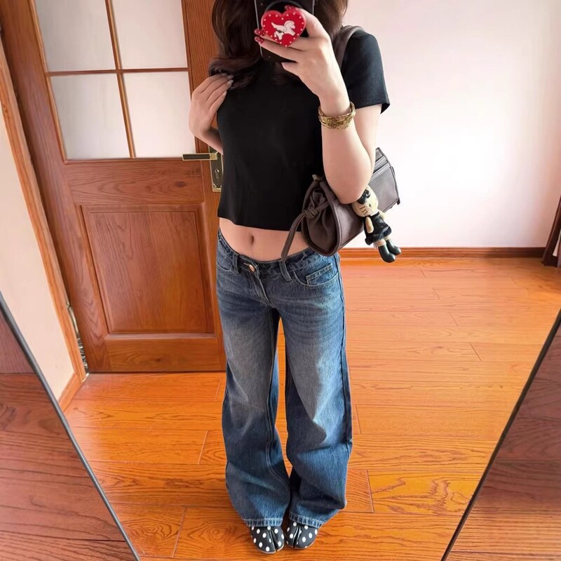 Plus-Size American Retro Low-Waist Wide-Leg Jeans for Women, New Summer Style, Loose Casual Slimming Versatile Straight Pants