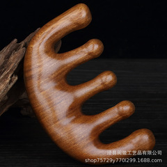 Jingxian Factory Wholesale Head Meridian Massage Comb Health Comb Shoulder and Neck Special Use Gold Thread Sandalwood Comb with Five-Tooth Ball Head