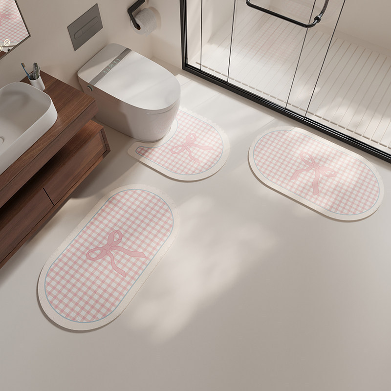 Cross-Border Dopamine Diatom Mud Floor Mat Bathroom Toilet Water-Absorbent Non-Slip Toilet Mat Three-Piece Set Floor Mat Dropshipping
