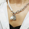 Accessory from pearl, metal square retro necklace, chain, European style, wholesale