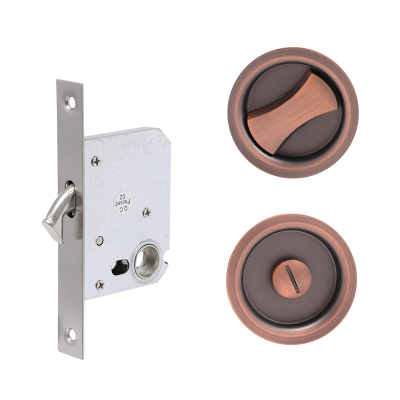 Cerradura de puerta de empuje de acero inoxidable personalizada cerradura de puerta invisible redonda perilla oculta cerradura de puerta corredera canal integrado cerradura de puerta oscura