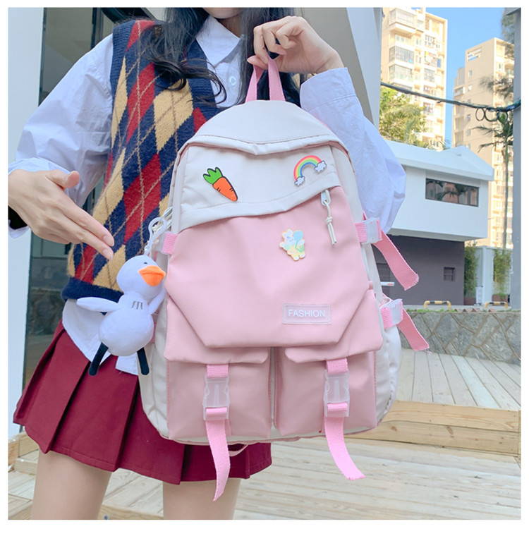 Fashion Solid Color Square Zipper Functional Backpack display picture 6