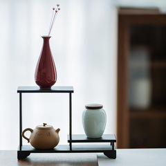 Dalian Tang Iron Tea Garden Tea Set Display Rack Storage Cabinet Antique Shelf Multi-purpose Pavilion Home Tea Room Decorations