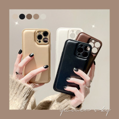 Ins極めてシンプルな純色はiphone15 promaxリンゴ14携帯電話ケース11新型12皮質13転倒防止xを適用する