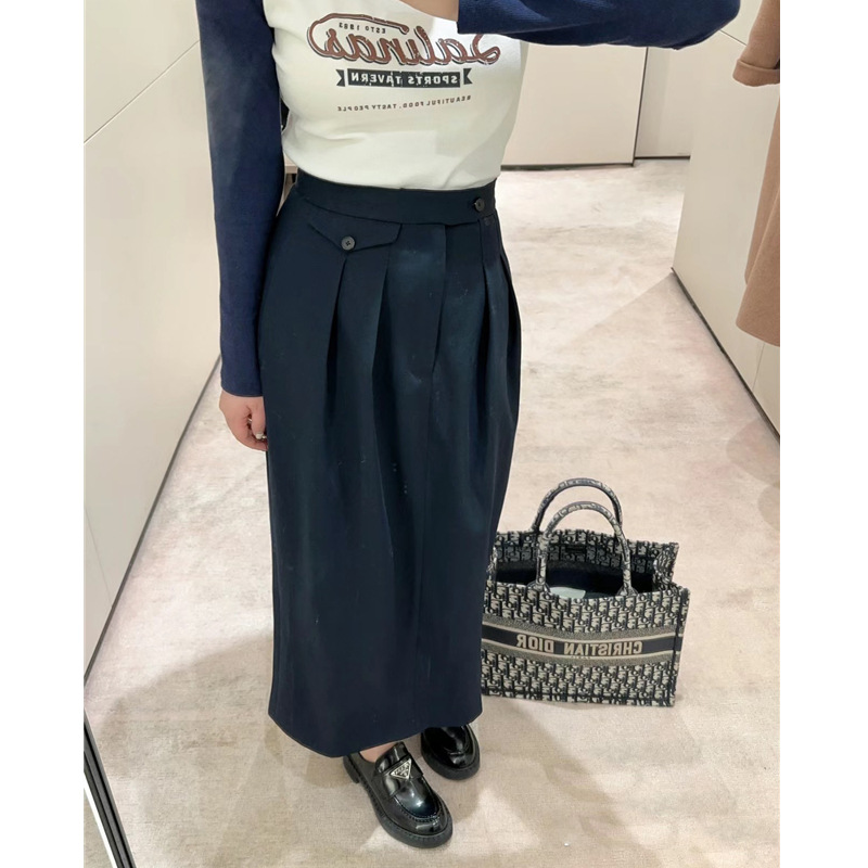 2023新款倪妮同款早秋新款复古高腰百搭半身裙显瘦羊毛半裙女黑色