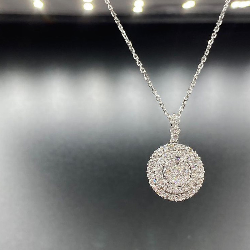 Creative Hollow Multi-layer Ring Pendant Full Of Diamonds Zircon Copper Necklace display picture 3