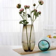 欧式彩色玻璃花瓶透明客厅插花摆件餐桌水竹富贵竹花瓶家居装饰品