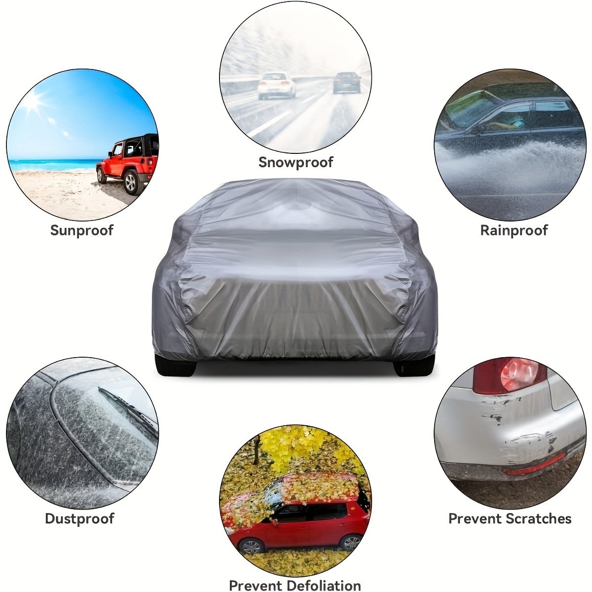 PEVA Single Layer Car Cover, Rainproof, Sunproof, All Weather