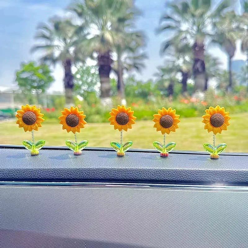 Подвесное украшение на приборную панель в виде подсолнуха, элитный аксессуар для автомобиля, снимающий стресс, новая модель для женщин, декор для авто.